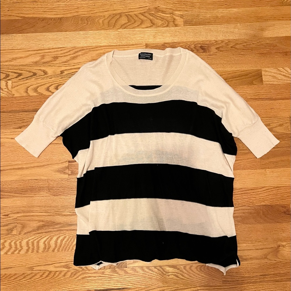 Beige and Black Striped Sweater